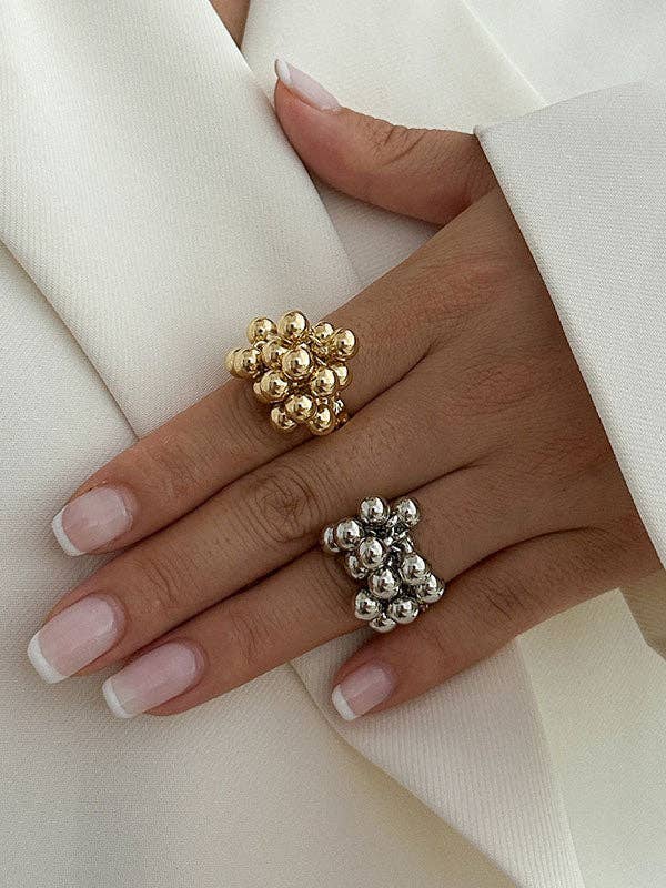 Geometric Rings Accessories: SILVER / One_size