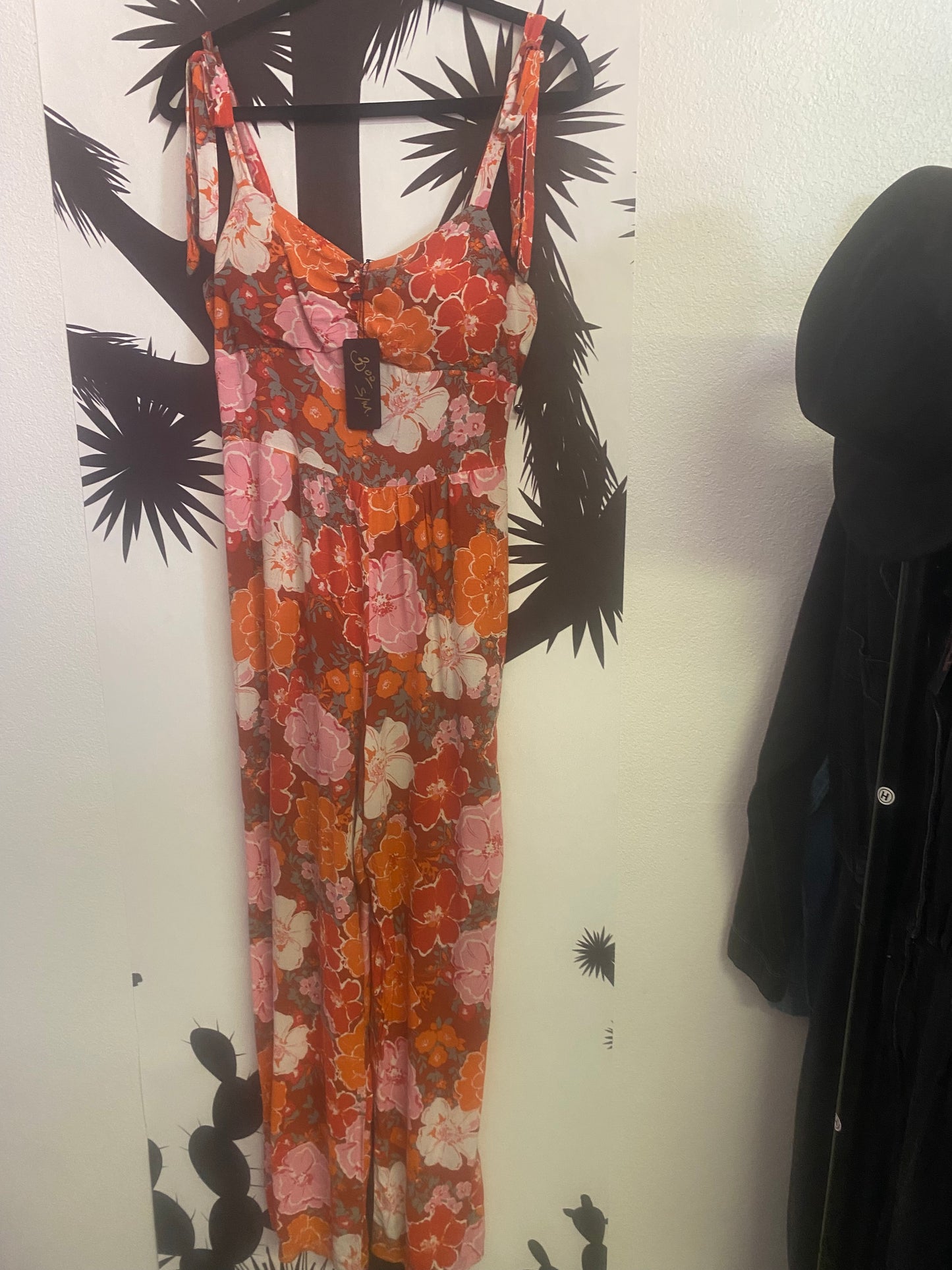Orange floral jumper with pockets