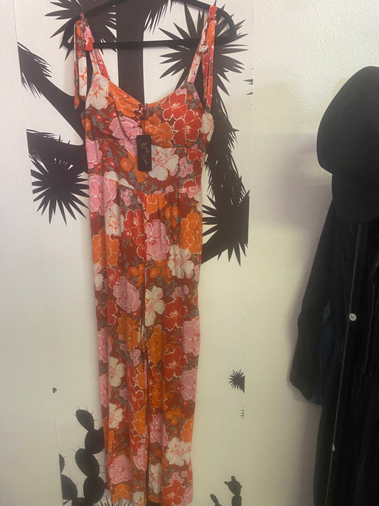 Orange floral jumper with pockets