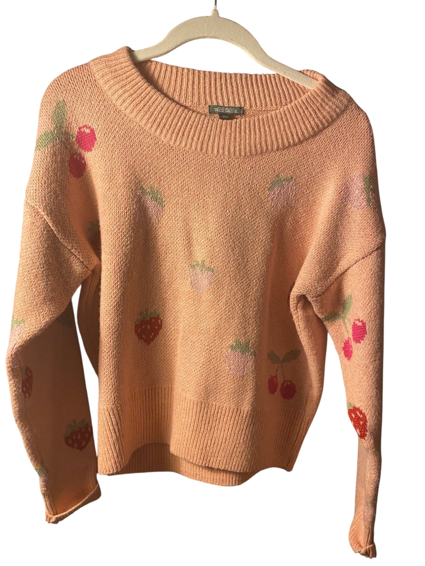 Pink strawberry pattern sweater
