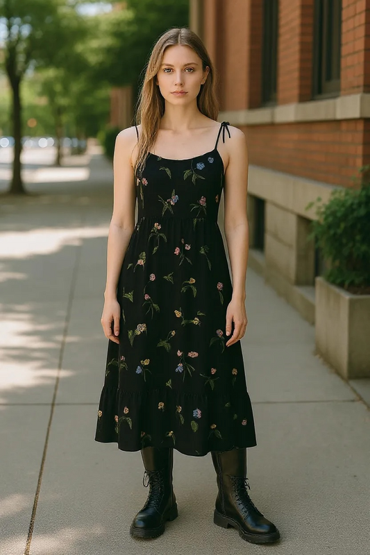 Black floral dress