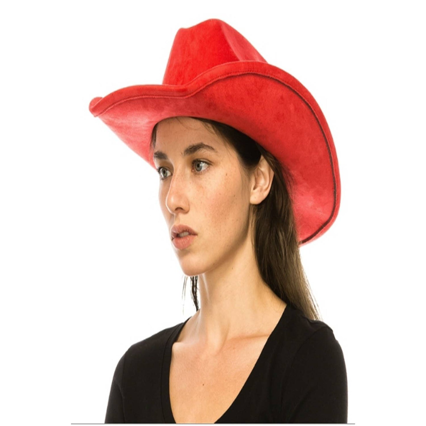 VEGAN SUEDE CATTLEMAN COWBOY HAT: Lt Brown / ONE SIZE