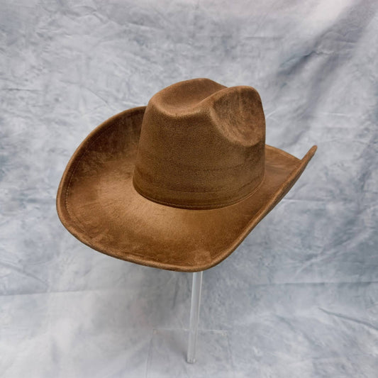VEGAN SUEDE CATTLEMAN COWBOY HAT: Lt Brown / ONE SIZE