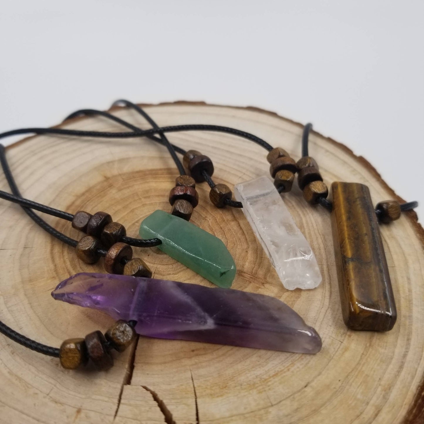 Natural Crystal Pendant Necklace: Purple
