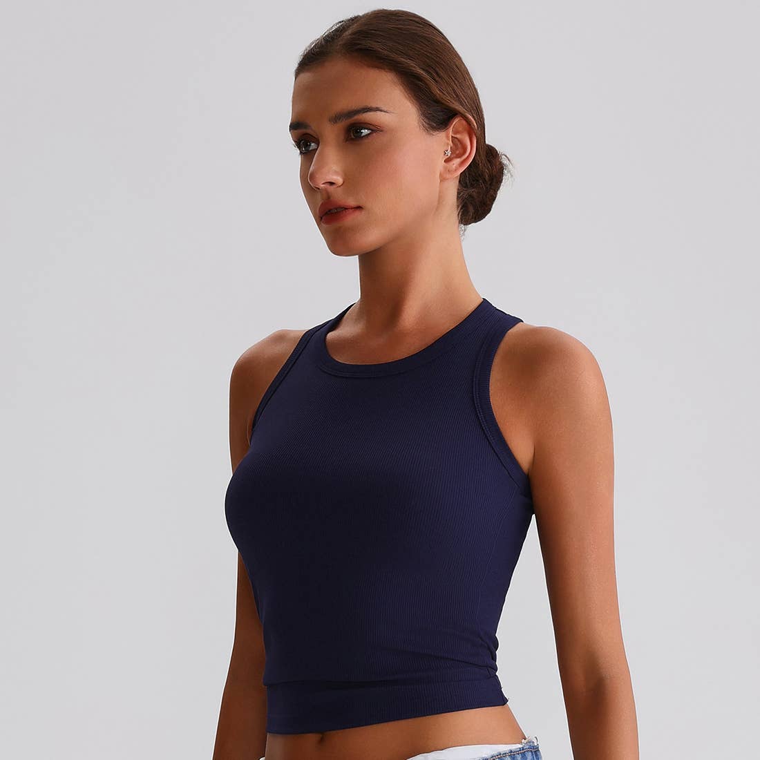 Women Compression H-Back High-Stretch Yoga Sports Tank Top: White / S