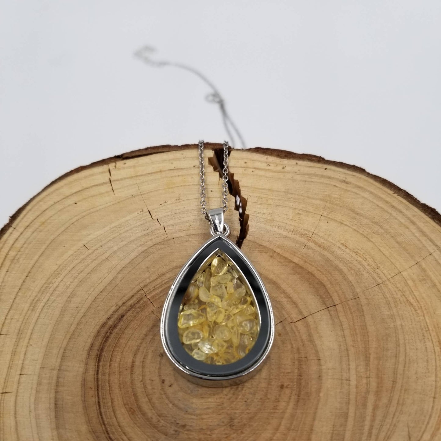 Natural Crushed Stone Wishing Necklace: Blue