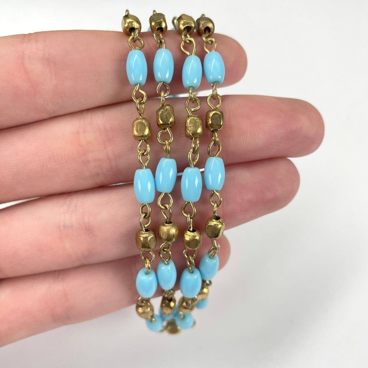 Crystal Beaded Necklace with Turquoise Horn Pendant