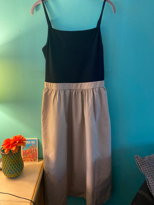 Miss love pocket dress - navy top tan bottom