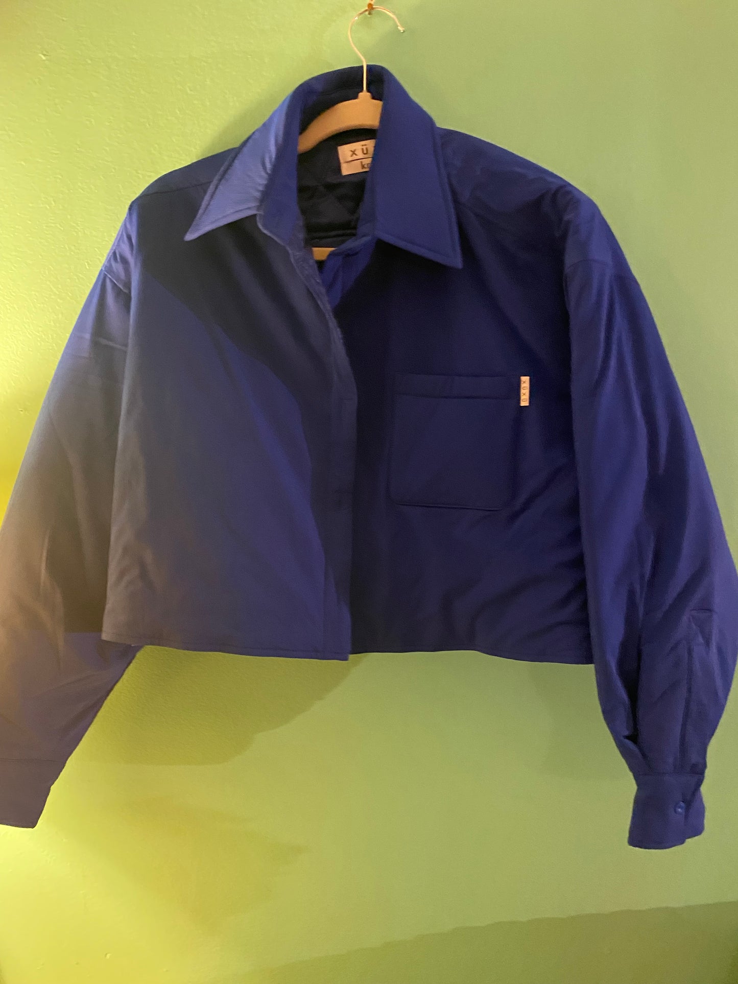 Navy blue cropped coat