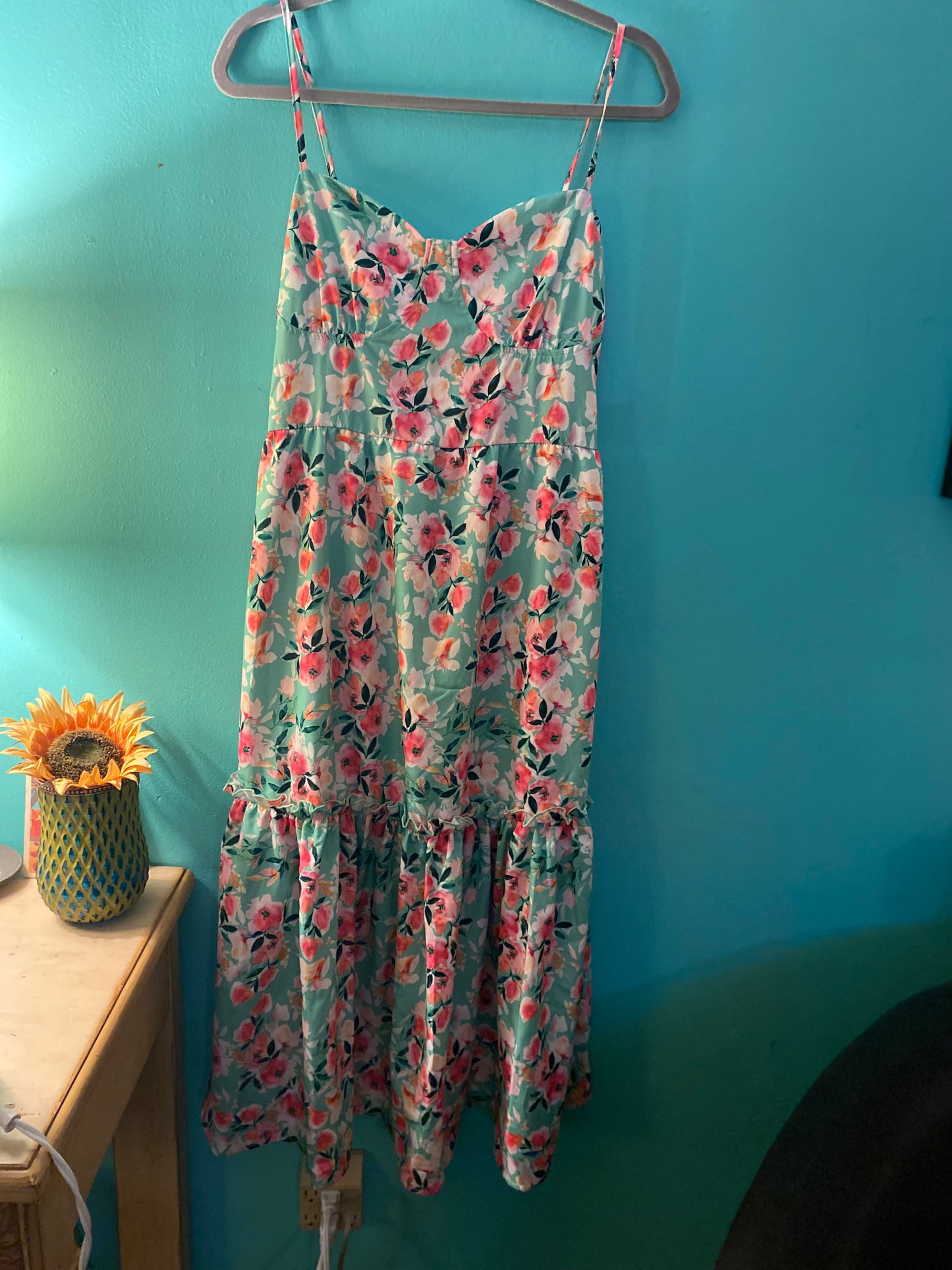 Green floral dress