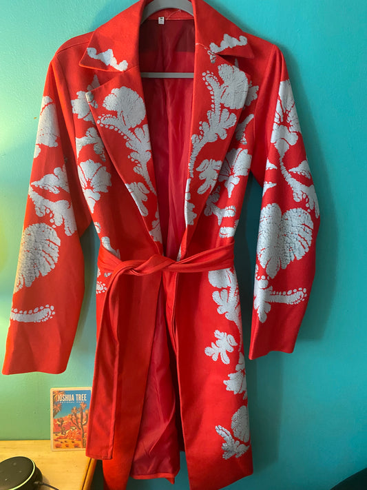 Colorful belted mid length jacket