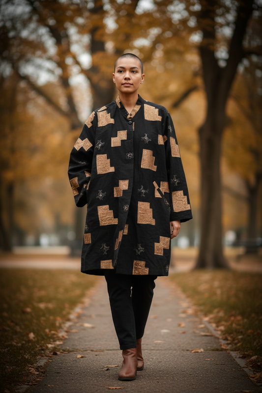 Vintage jacket XL black with gold trim