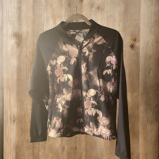 Zipper floral lite weight jacket