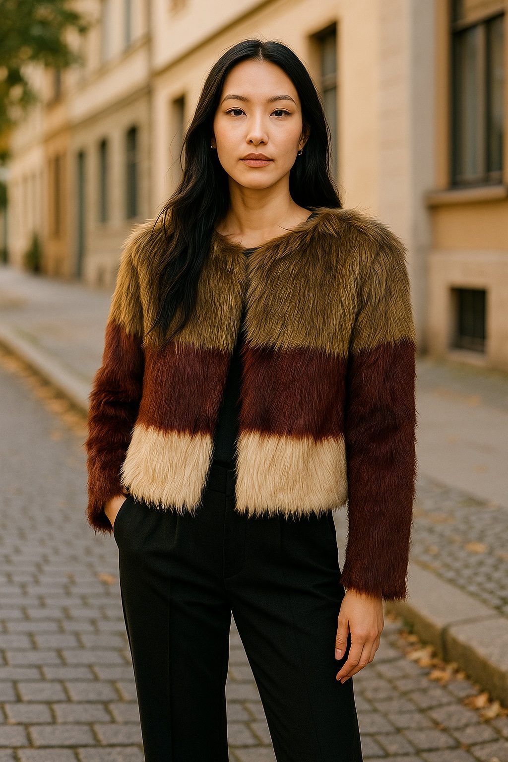 Furry multi colored coat