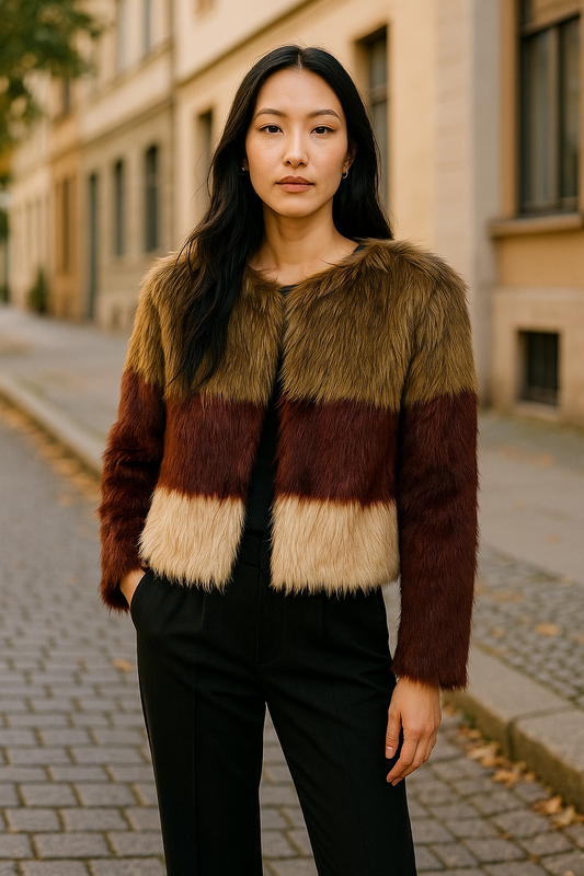 Furry multi colored coat