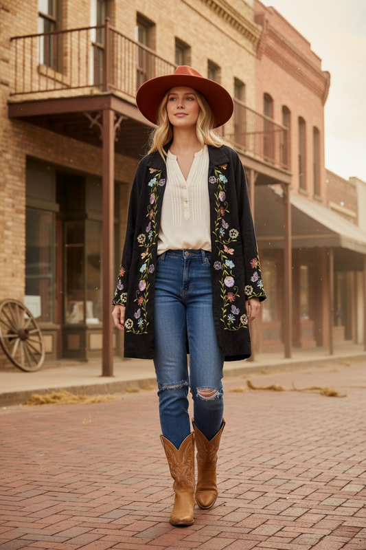 Floral trimmed jacket