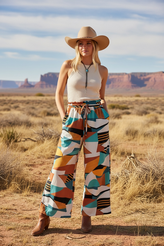 Colorful wide leg pant