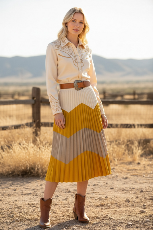 Pleated mid length skirt size small