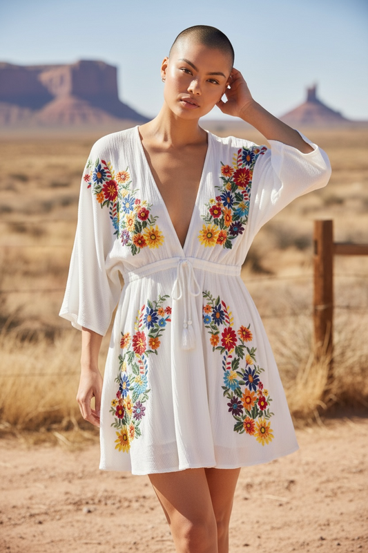 White floral shirt dress or top