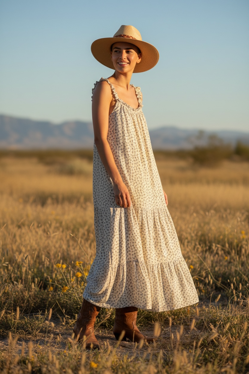 Crème with small grey pattern dress