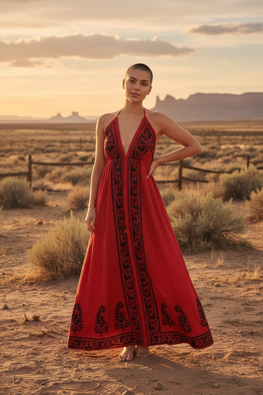 Red and black lite weight summer dress