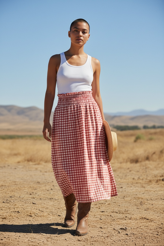 Red n white skirt