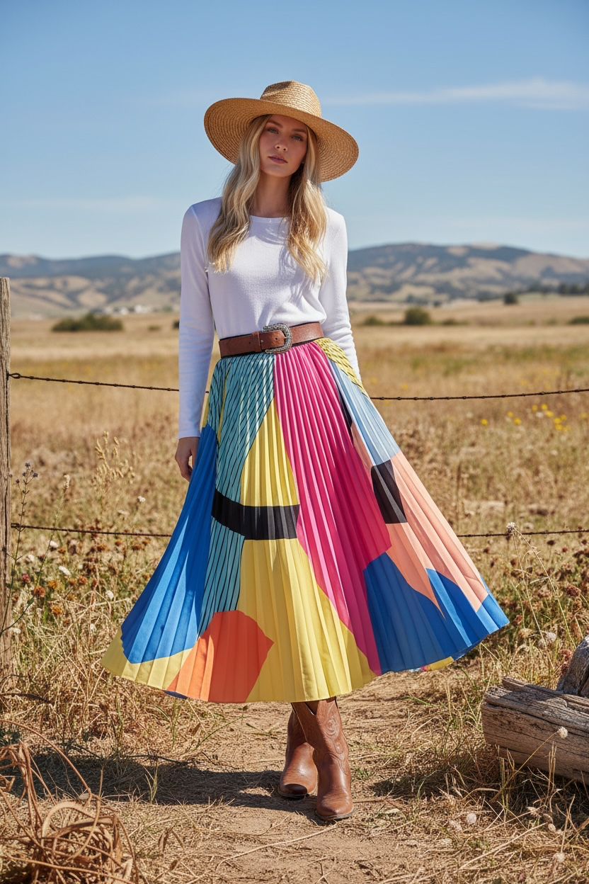 Colorful lined skirt