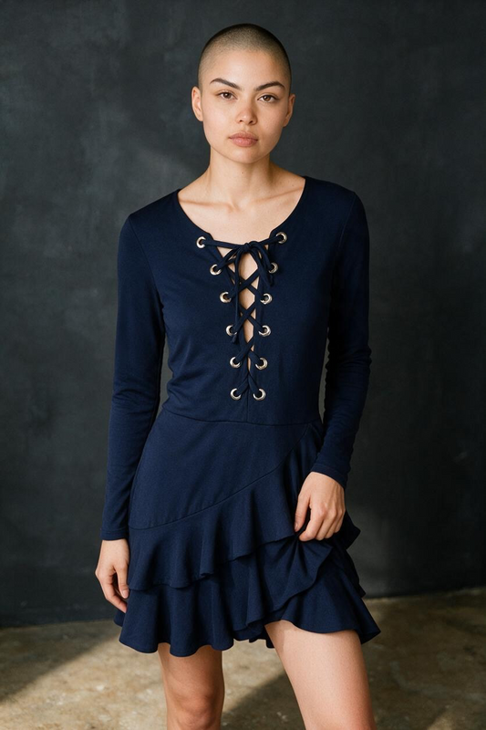 Tie navy dress