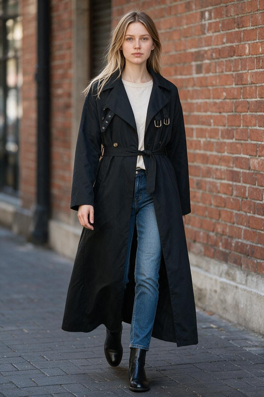 Black trench coat / buckles