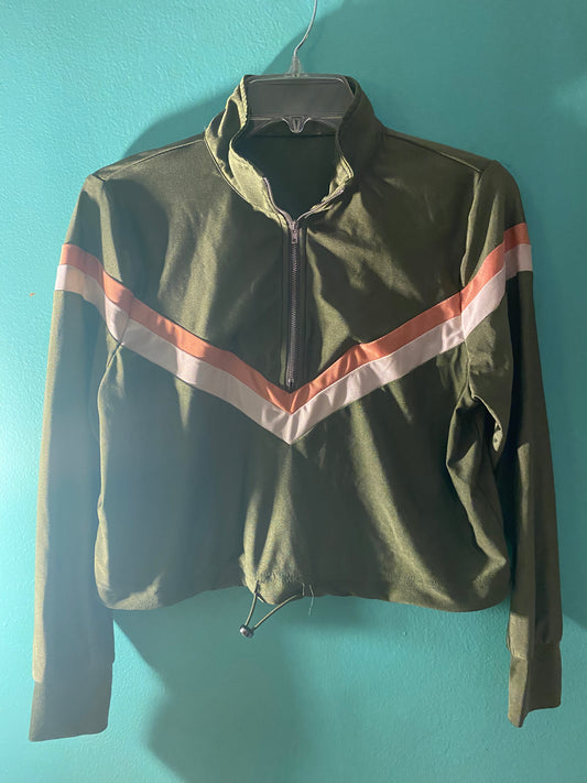Retro cropped nylon pull over