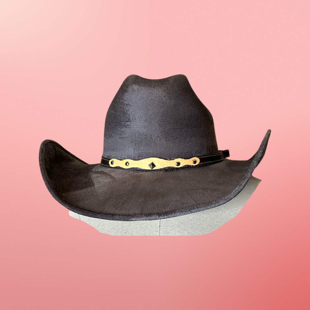 Chihuahua Cowboy Vegan Suede Hat : Black / Medium 55-58cm