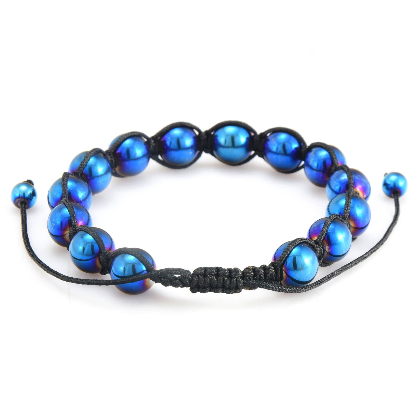 Polished Plated Hematite Stone Beaded Adjustable Bracelet