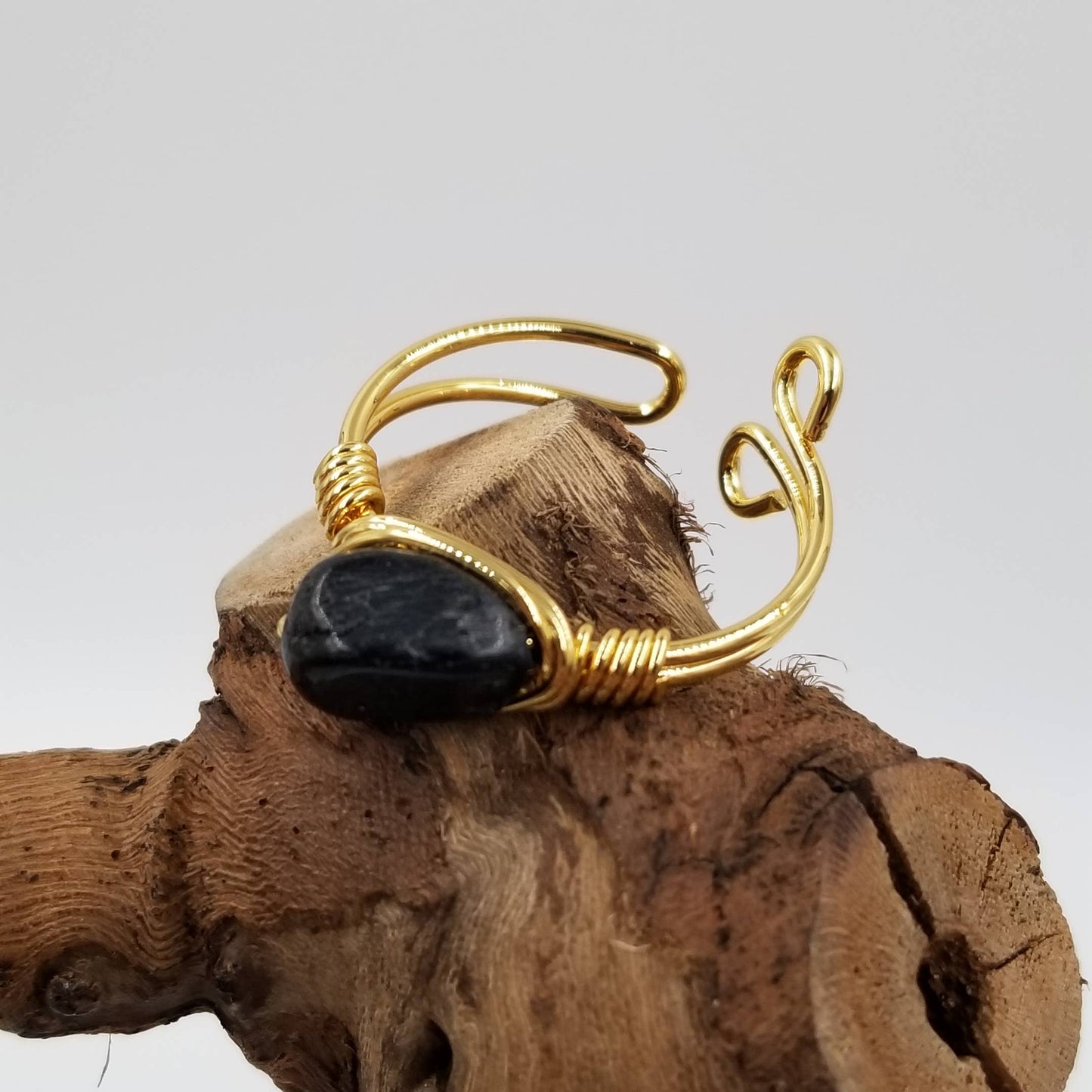 Handmade Natural Stone Open Ring: Green