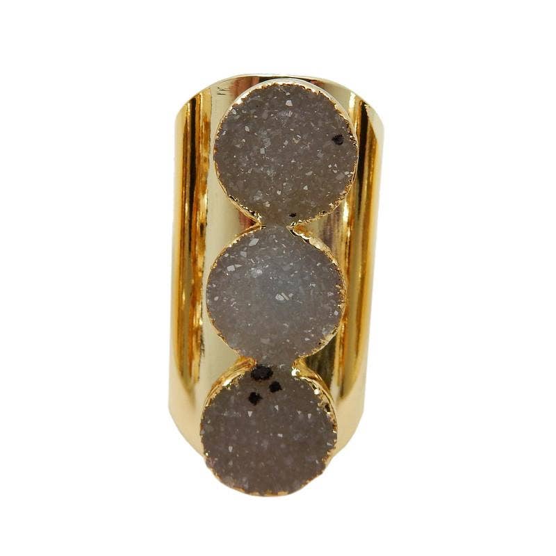 Druzy Crystal Statement Ring: Blue / Silver