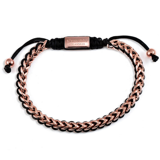 Crucible Stainless Steel Franco Chain Adjustable Bracelet: Rose Gold