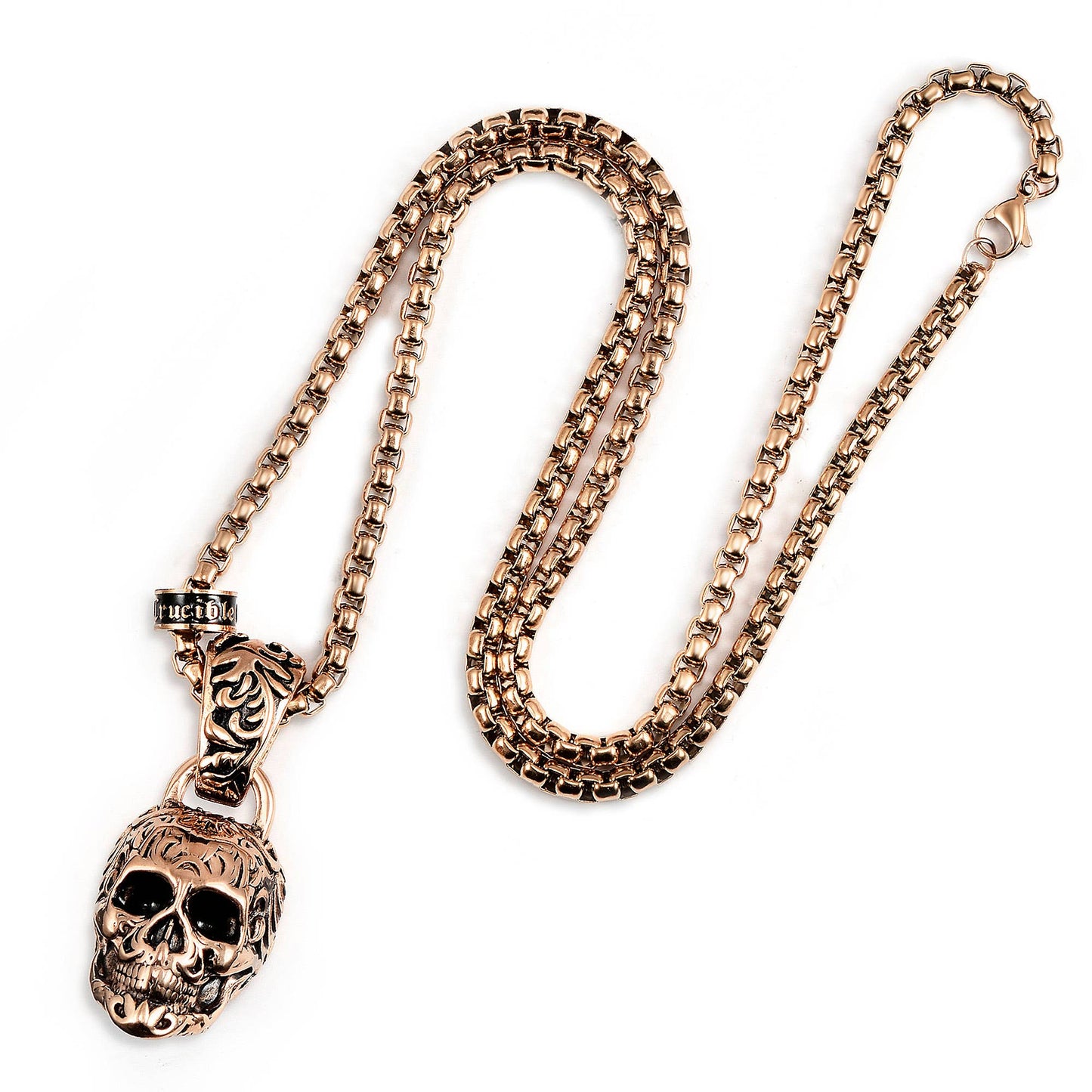Crucible 62mm Extra Large Skull Pendant Necklace - 24": Silver