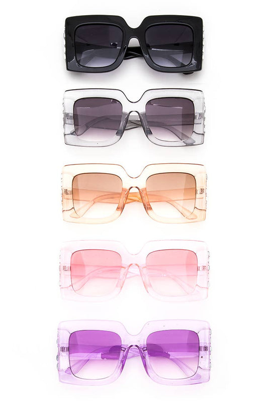 Crystal Accent Oversize Square Sunglasses Set