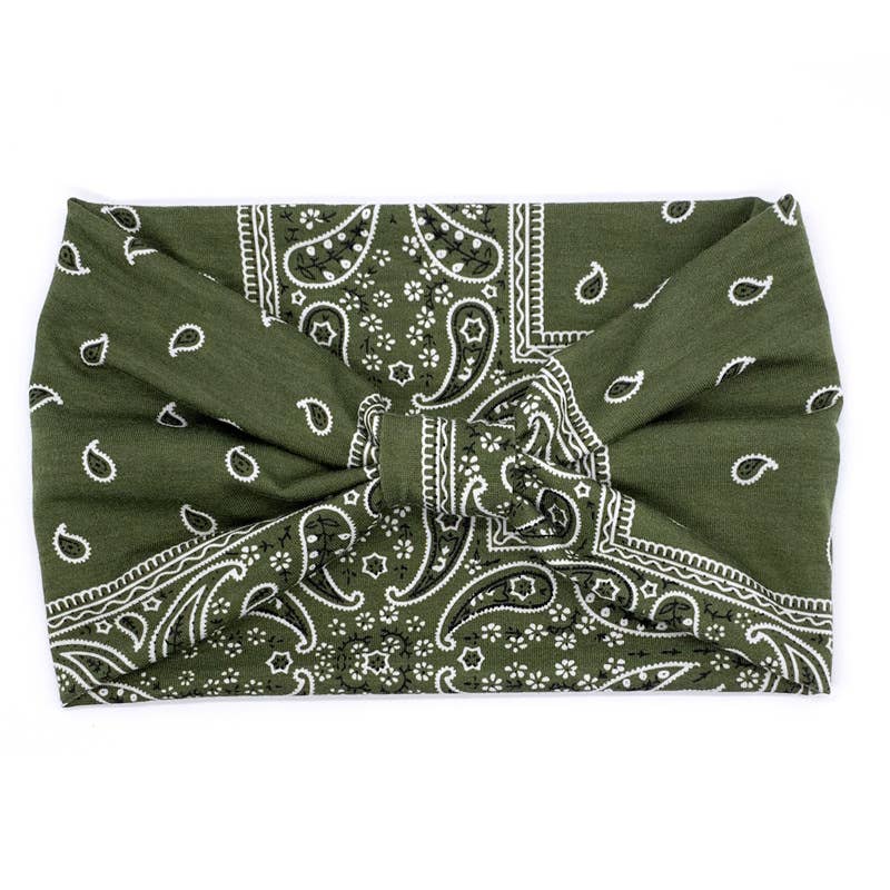 Classic Paisley Pattern Headbands : Green