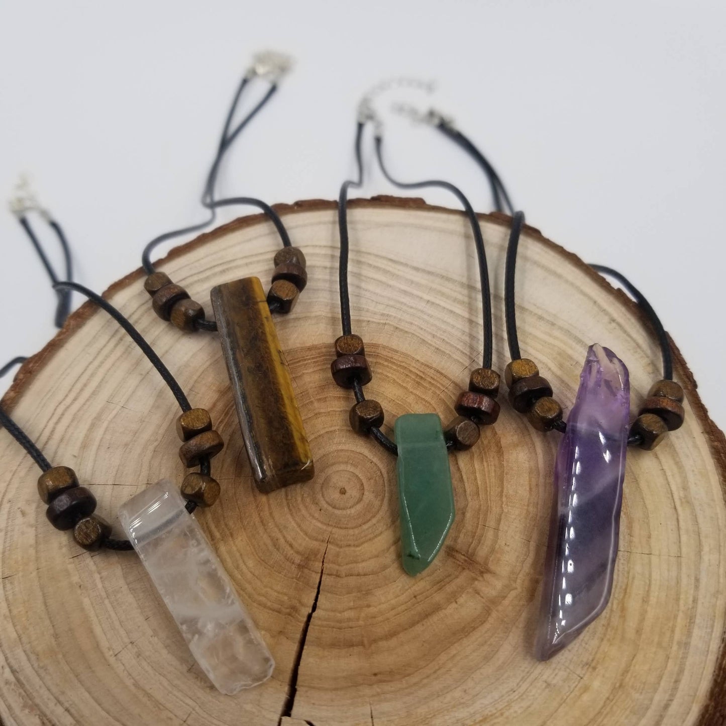 Natural Crystal Pendant Necklace: Brown