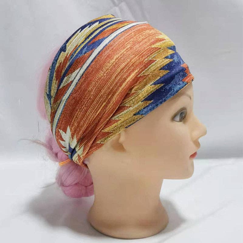 Ethnic Vintage Wide Print Sports Headband: Date_Red