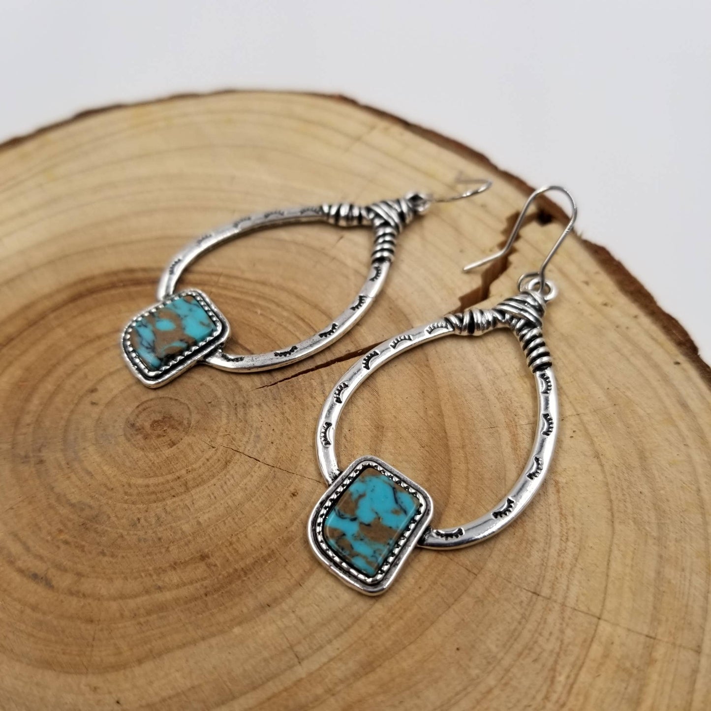 Boho Vintage Drop Turquoise  Earrings