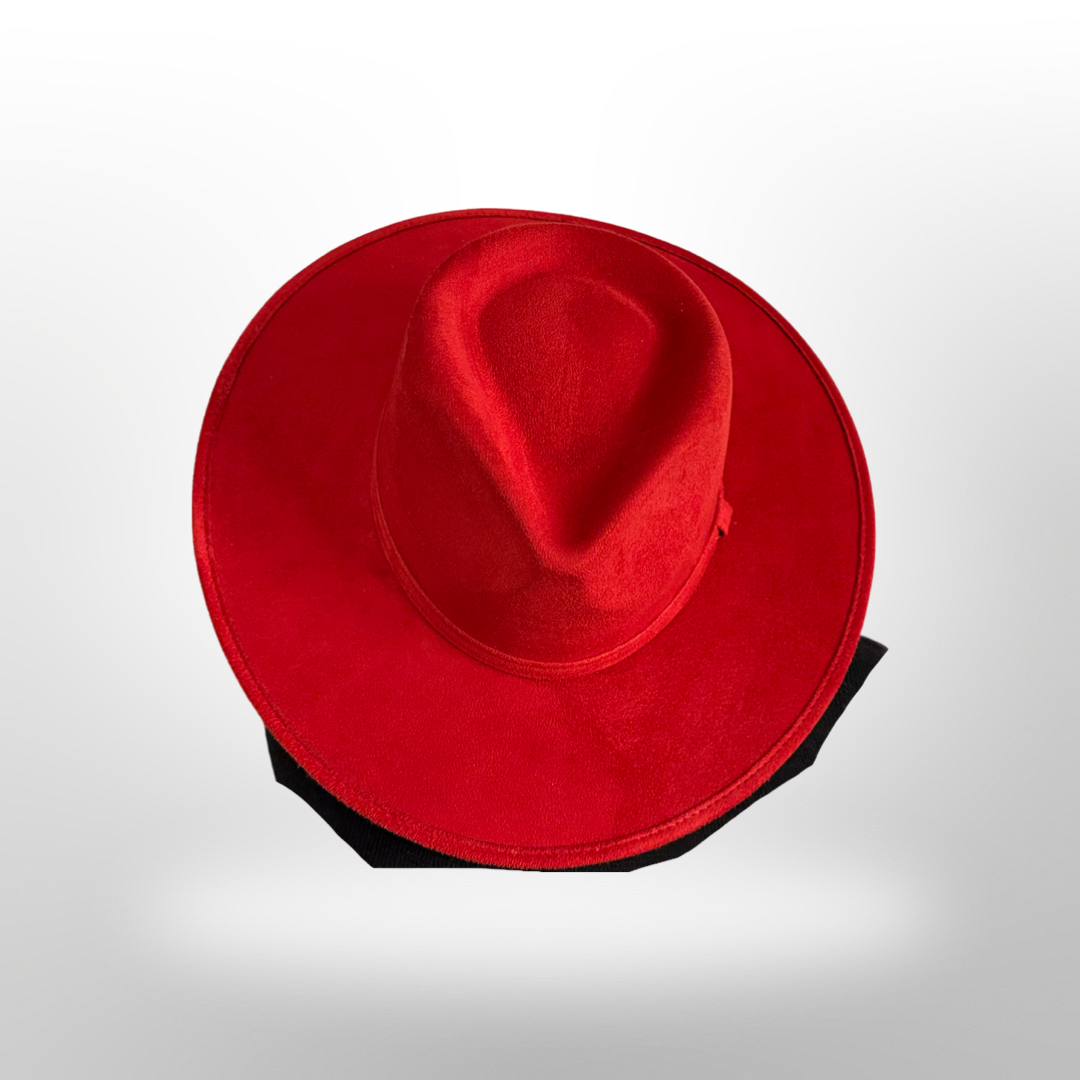 Tear Drop Vegan Suede Rancher Flat Brim: Rust / Large