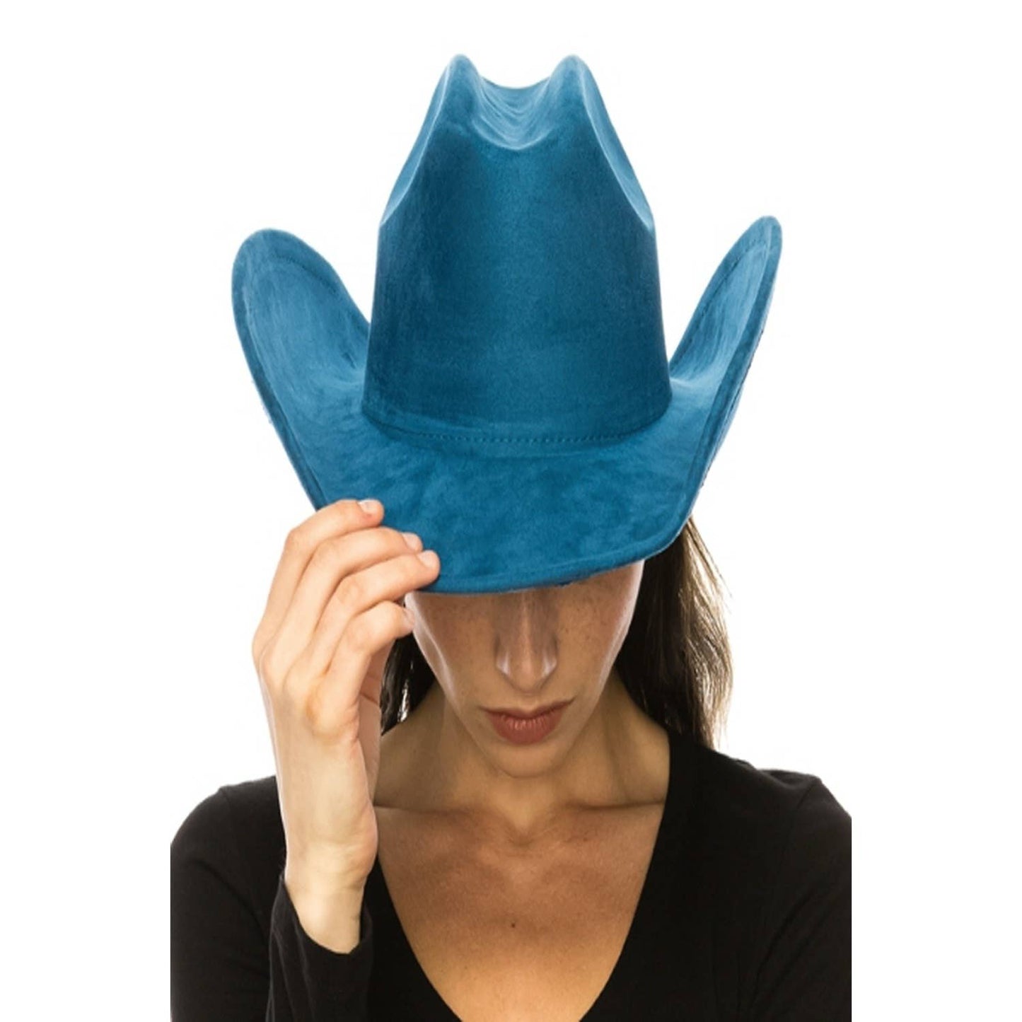 VEGAN SUEDE CATTLEMAN COWBOY HAT: BLACK / ONE SIZE