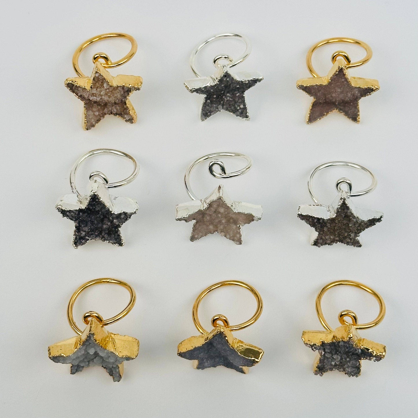 Crystal Druzy Star Wrap Ring: Silver