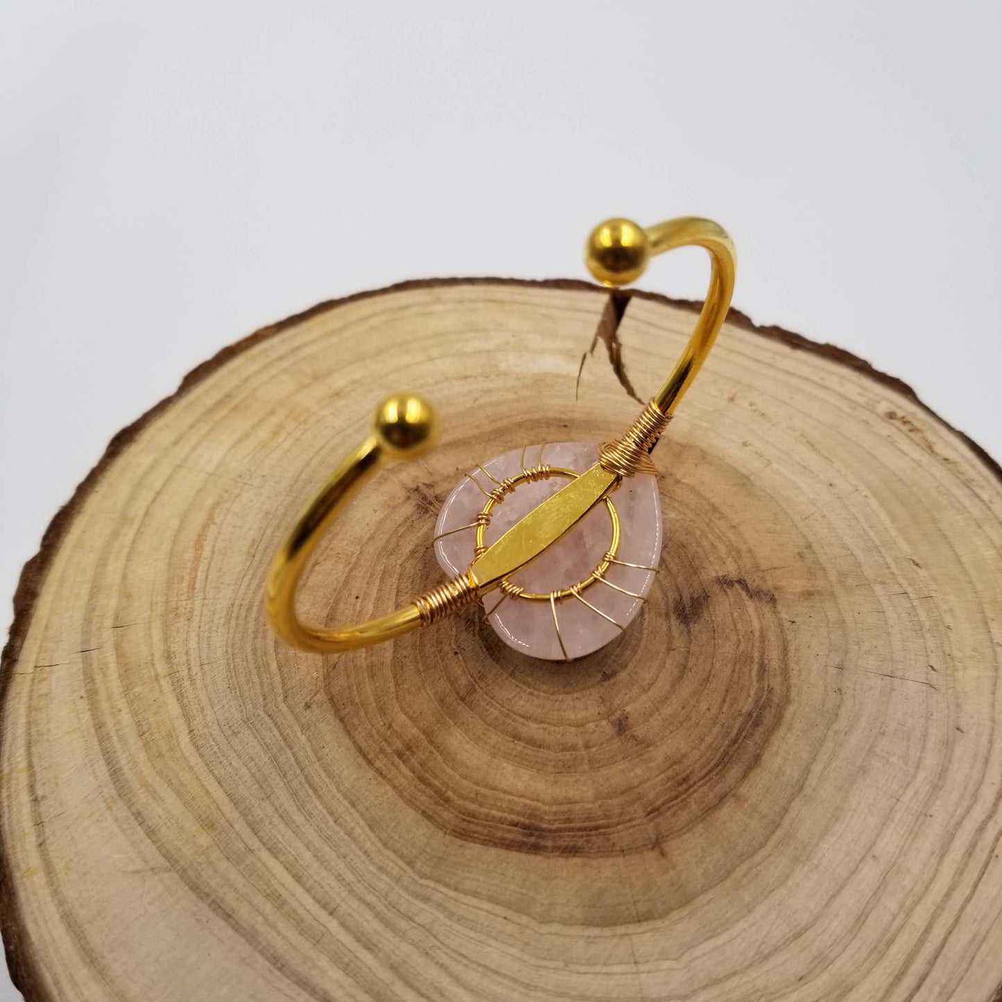 Handmade Natural Crystal  Heart Bracelet - Mother'S Day Gift: Pink