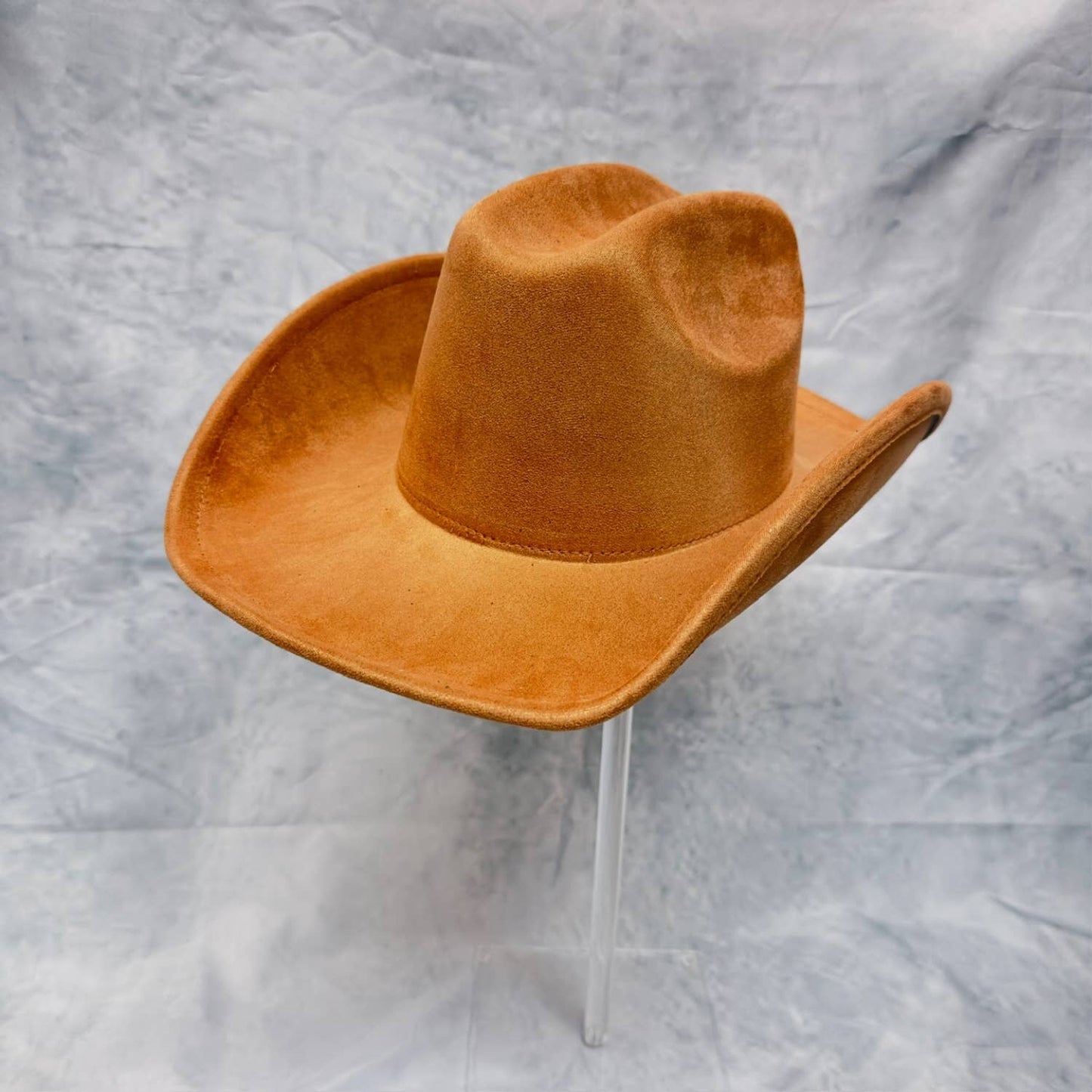 VEGAN SUEDE CATTLEMAN COWBOY HAT: Lt Brown / ONE SIZE