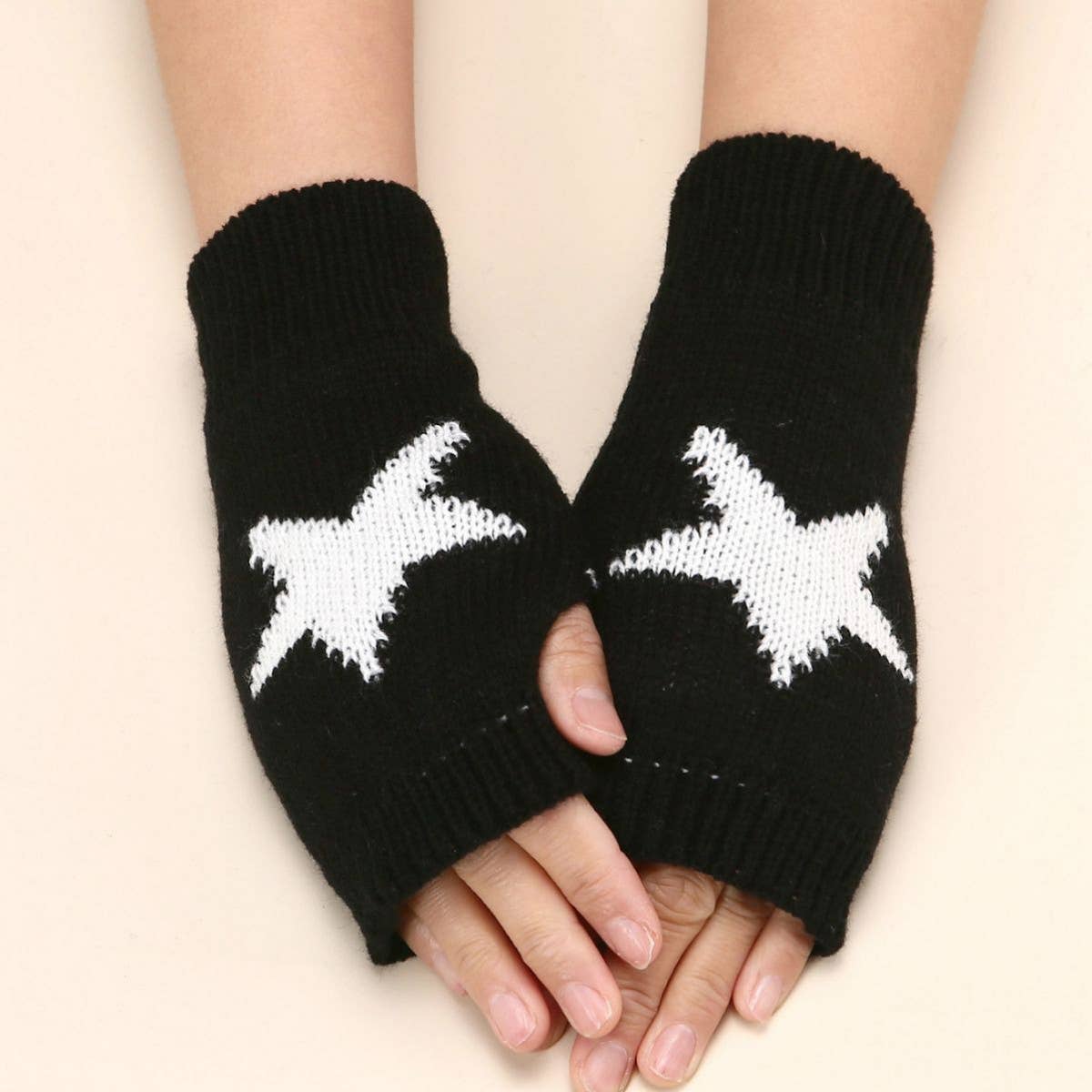 Acrylic Star Arm Sleeves – Warm Fingerless Design_CWAG0085: COFFEE / (OS) 2