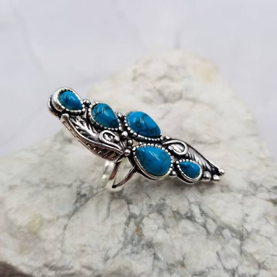 Water Drop Turquoise Stone Ring: 9