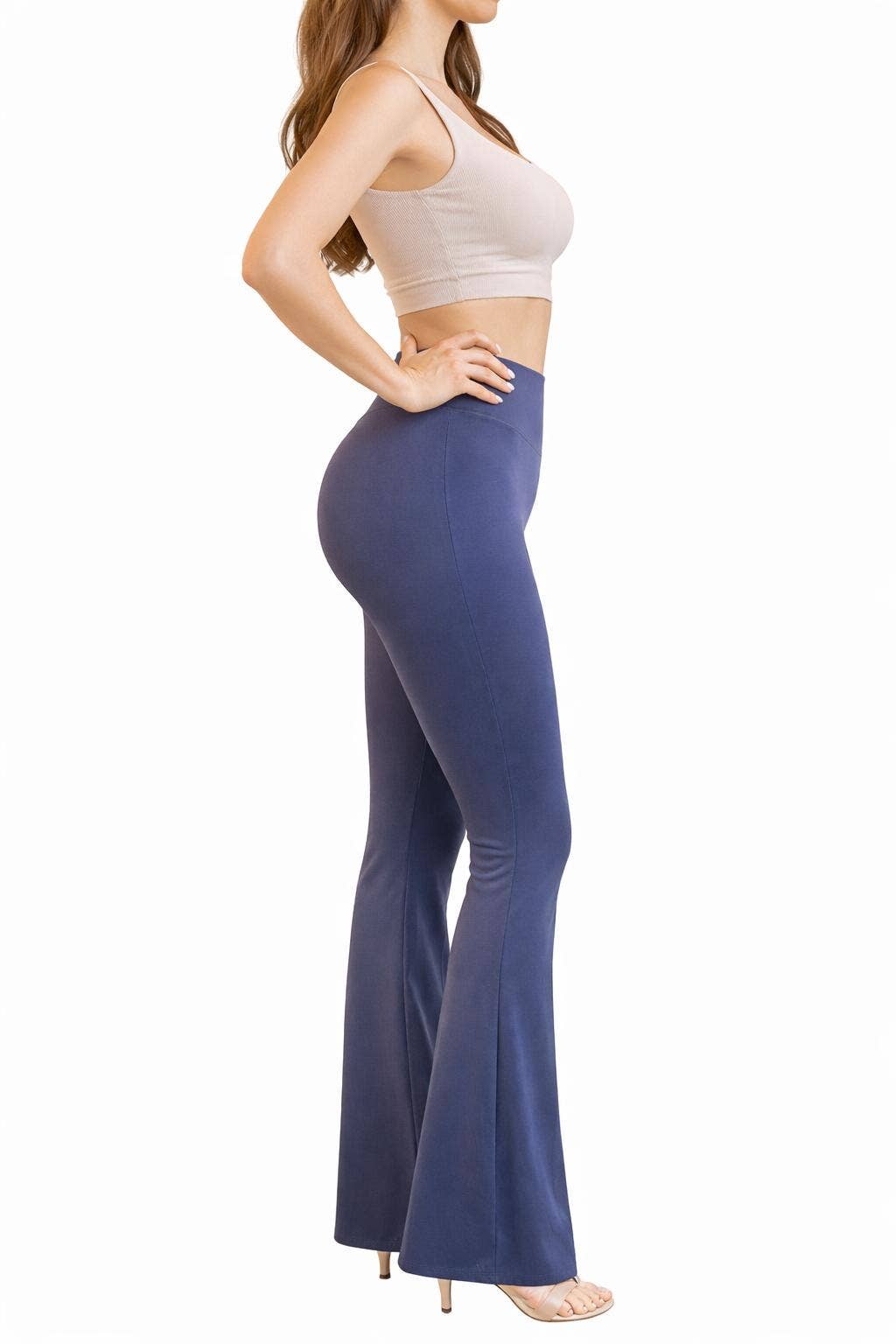 Faja waist control hip lifting flare body shaper yoga pants: Navy