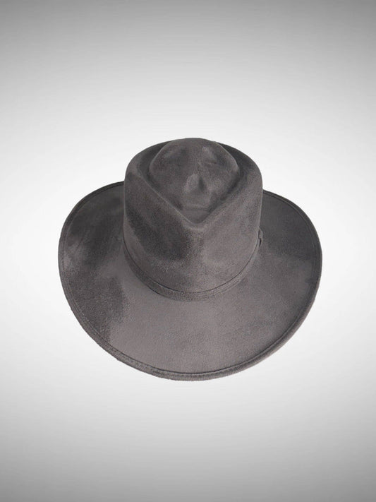 Skull-Billy Style Vegan Suede Hat: Charcoal / Medium